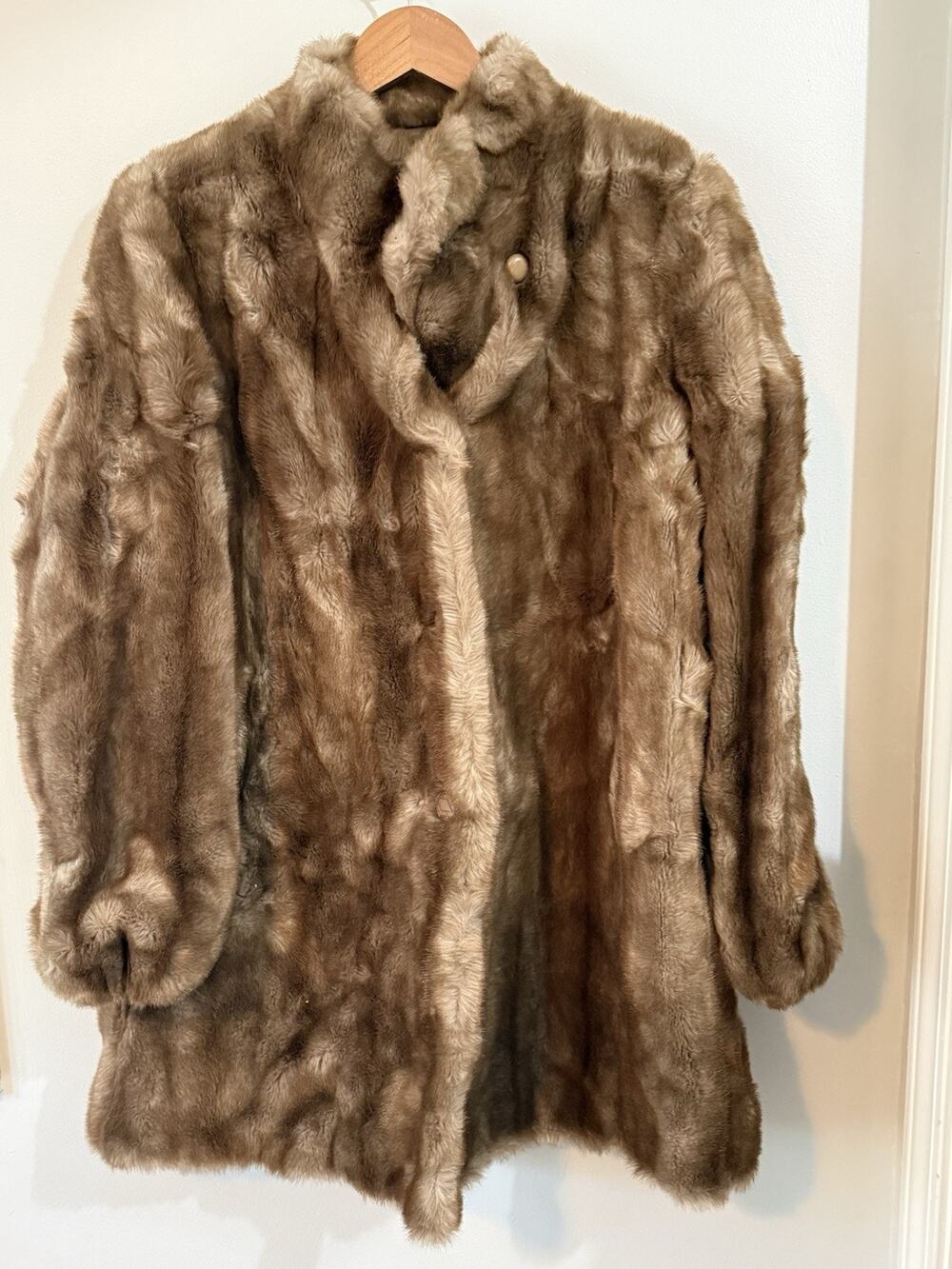 Women's Career Orginals Tissavel France Lt Brown Simulation Fur Coat No Size Tag